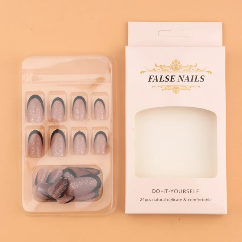 Glamouröse Glitzer Französische Spitzen Nagelverstärkungen Karnz