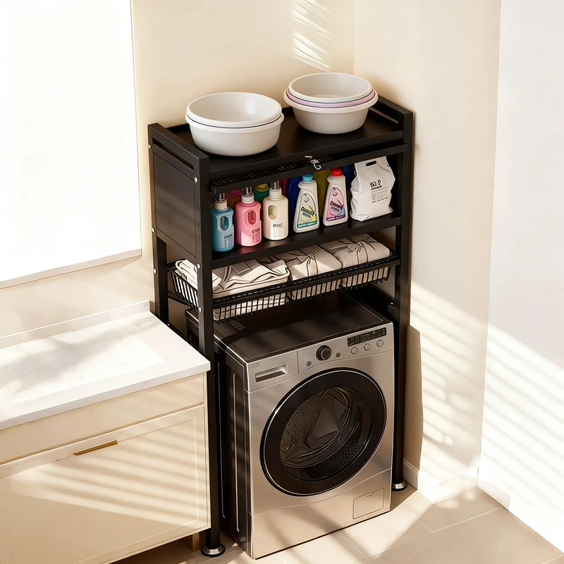 Stahlregal für Waschmaschine, 2–3 Ebenen mit Türen