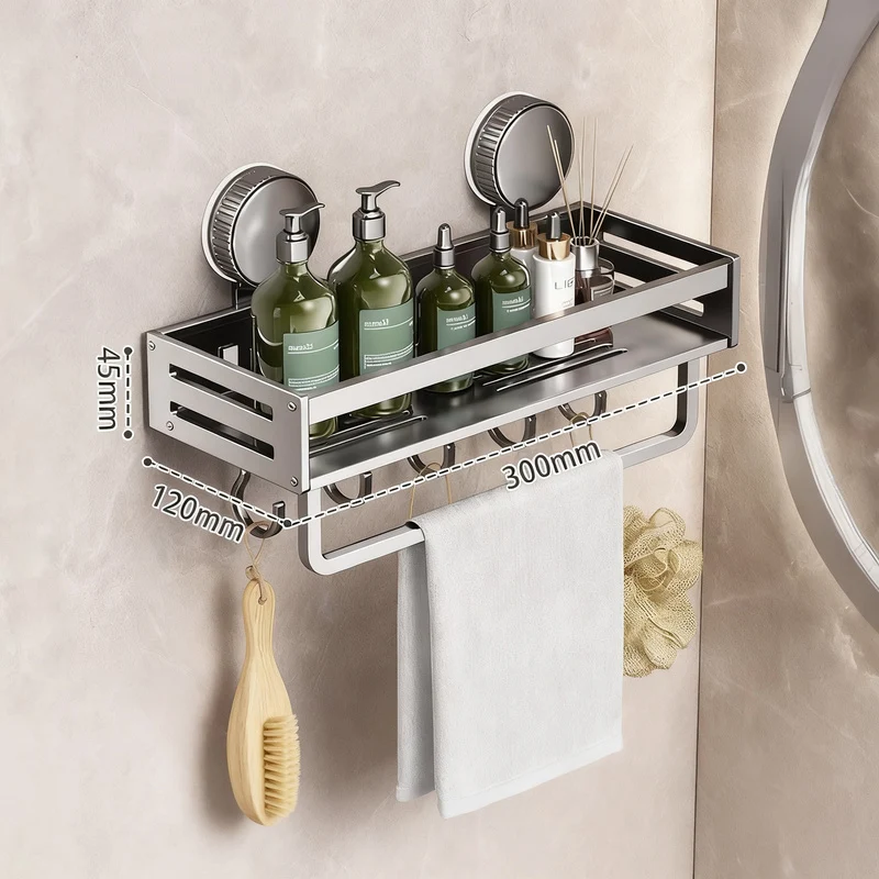 Saugnapf-Wandregal Badezimmer, Weltraum-Aluminium