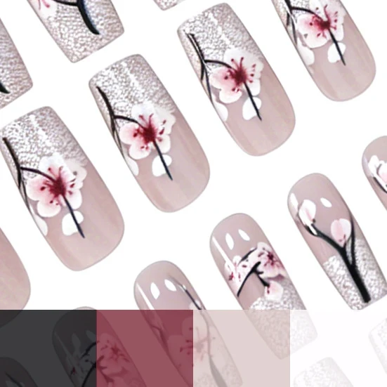 Blumiger Glitter Acryl-Nagelverzierung Karnz