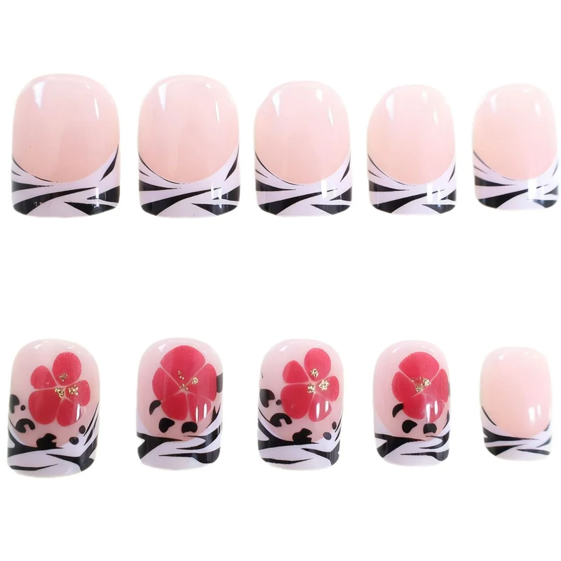 Florales französisches Nagelkunst-Extensions Karnz