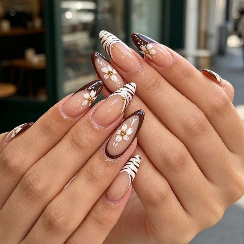Blumenschmuck Press-On Nagelkunst Karnz
