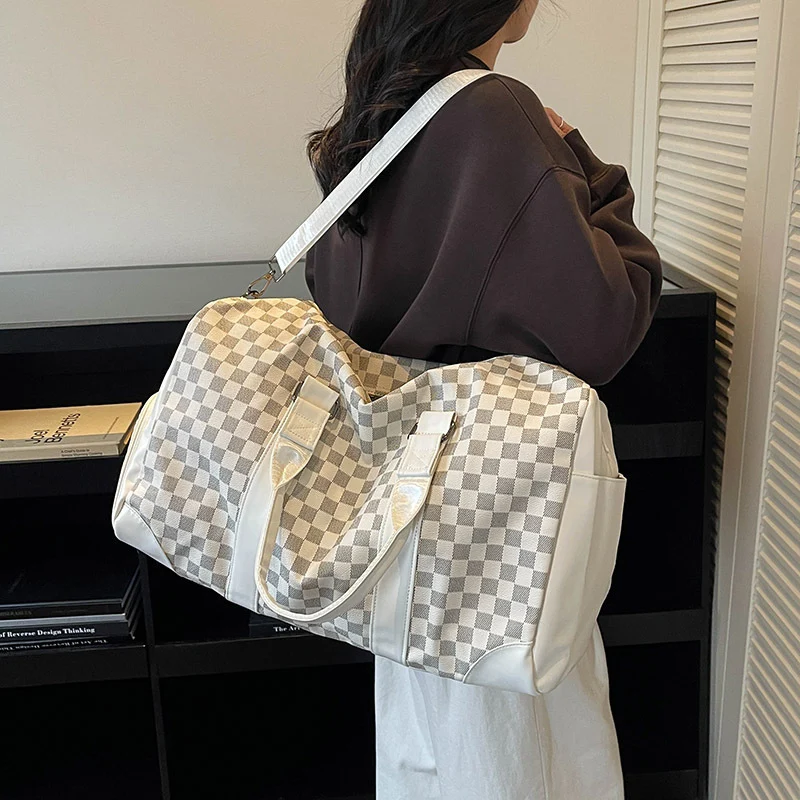Elegante Schachbrett Reise Duffle Tasche Karnz